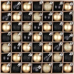 Valery Madelyn Christmas Baubles, 49 tk 3 cm j&otilde;ulupuu kuusepallid Plastikust j&otilde;ulupallid j&otilde;ulukaunistus koos riputajaga kingituspakett j&otilde;ulupuu kaunistus must kuldne teema