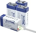 Pakett 4: 9 V akud, 1300 mAh 9-voldine patarei, USB C 9 V plokkpatarei, suitsuandur tulekahjuanduritele, hoiatusanduritele ja suitsuanduritele, multimeetritele.