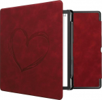 Amazon Kindle Scribe &uuml;mbrikuga &uuml;hilduv kwmobile &uuml;mbris - Kunstnahast &uuml;mbris - S&uuml;damehari tumepunane