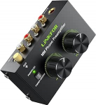 LiNKFOR Kompakter Phono-Vorverst&auml;rker f&uuml;r MM-drehbaren Vorverst&auml;rker mit Lautst&auml;rkeregler und Netzschalter, Cinch-Eingang auf RCA und 1/4-Zoll-TRS-Ausgang, ger&auml;uscharm, mit DC 12 V zertifiziertem