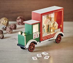 EMOS Leuchtender Laster Adventskalender, Holz LKW mit LED-Beleuchtung und Dekoration, warmwei&szlig;, Weihnachtsdekoration f&uuml;r den Innenbereich IP20, batteriebetrieben (2x AA), 6/18h Timer, 20x30,5 cm