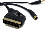 eXODA S-Video Jack 3,5 mm pistikupesa 3 m kaablile Scart pistikupoolele 3 m koos In Out l&uuml;litiga PC s&uuml;learvuti &uuml;hendamiseks monitoriga TV v&otilde;i projektoriga Ohutu signaali edastamine Mustanahaline