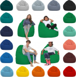 HomeIdeal Bean bag, XXL floor cushion with EPS beads for adults and children, suitable for gaming or relaxing, indoor and outdoor as it is waterproof, green colour, XL size