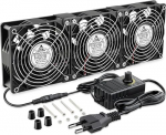 GDSTIME Large Air Flow 3 x 120 mm Fan 230 V 220 V Powered AC Axial Fan Dual Ball Bearing 120 mm x 38 mm Cooling Fan 4 V - 12 V Adjustable Speed