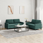 Homgoday 2-TLG. Sofagarnitur mit Kissen Polstersofa Loungesofa G&auml;stesofa Wohnzimmersofa Sofa Couch Sitzm&ouml;bel Sofa f&uuml;r Wohnzimmer Empfang B&uuml;ro Dunkelgr&uuml;n Samt