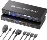 HDMI KVM Switch 2 PC 1 monitor, USB 3.0 4K60Hz 2 port KVM Switch, 2 PC-d jagavad 1 monitori ja 1 komplekti klaviatuuri hiirega, 4 USB 3.0 pesa v&auml;lisseadmete jaoks