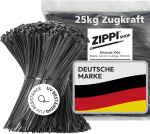 Kaablipaelad 300 mm mustad (1000 tk) 300 mm x 4,8 mm - 25 kg t&otilde;mbej&otilde;ud Kaablipaelad UV-kindlad kaabliklambrid elektripaigalduseks ja kaablijuhtimiseks Zip Ties (t&otilde;mblukud)