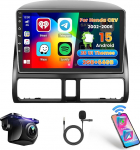 Roinvou 2+64G Android Car Radio Navigation Honda CRV 2002-2006 juhtmevaba Carplay ja Android Car, 9-tolline puuteekraaniga raadio koos Mirror Link WiFi GPS Bluetooth EQ FM / RDS SWC tagurduskaameraga