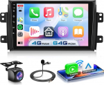 4G+64G autoraadio Android 15 Suzuki SX4 2006-2013 Fiat Sedici 2005-2014, 9-tolline HD puuteekraaniga autoraadio traadita Carplay Android auto GPS Wi-Fi USB Bluetooth 5.0 FM RDS tagumine vaade
