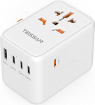 TESSAN reisiadapter maailmas 65 W laadija, TESSAN universaalne reisipistik 1 USB, 3 USB C ja 1 PD kiirlaadija, rahvusvaheline pistikupesa adapter Saksamaa, USA, Inglismaa, Tai adapteri jaoks