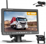 Hikity tagurduskaamera traadita komplekt BSD autokaameraga 7-tolline HD 1080P monitoriga traadita parkimisabi IP68 veekindla &ouml;&ouml;vaatega traadita tagurduskaamera veoautole/veoautole/haagisele/autole