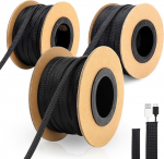 Kaabli kaitsemuhv, 91 m, PET punutud muhv (laiendatav), l&auml;bim&otilde;&otilde;t 6/10/13 mm, punutud kaabli m&auml;his TV, arvuti ja kodukino jaoks (must)