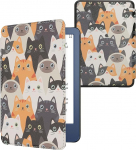 kwmobile kaitsev &uuml;mbris Amazon Kindle (2022/2024) &uuml;mbris - eReader Flip Case automaatse puhkefunktsiooniga - kassid oranži musta valge v&auml;rviga