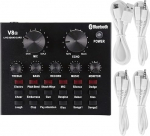 Multifunction V8s Live Sound Card Reverberation Sound Voice Gain -12DB-35DB Supports up to 48K 16 Bit for Recording Karaoke Music