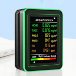 6 in 1 sise&otilde;hu kvaliteedi monitor, 2,8-tolline HD-ekraaniga &otilde;hu detektor, CO2, TVOC, HCHO PM2.5 ja PM10 &otilde;hukvaliteedi tester, 1200 mAh C-t&uuml;&uuml;pi laadija kodukontorile (must)