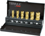 Terrax by RUKO A108820T Core Drill Bit komplekt HSS-TiN keevitatud v&otilde;lliga (3/4 tolli) L&otilde;ikes&uuml;gavus 30,0 mm - 7 t&uuml;kki (kassett terasleht)