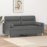 JUNZAI 3200822 2-Seater Sofa with Decorative Cushions Dark Grey 140 cm Fabric, Sofas & Couches, Sofa Living Room, Sofa for Teenager's Room, Relaxing Sofa, Sofa for Bedroom, Upholstered Sofa