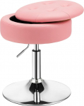 GIANTEX Makeup Stool 360&deg; p&ouml;&ouml;ratav ja 51-66 cm k&otilde;rguse reguleeritav, p&ouml;&ouml;rlev tool Ottoman eemaldatava salve ja hoiuruumiga, PU tool magamistuppa, elutuppa, baari (roosa)