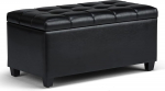 Simpli Home AXCOT-258-BL Sienna 34-tolline traditsiooniline ristk&uuml;likukujuline hoiupink kesk&ouml;&ouml; mustast kunstnahast