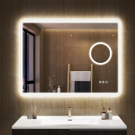 S'bagno Vannitoa peegel LED-valgustitega 800 x 600 mm, Bluetooth LED-vannitoa peegel, 5x suurendamine / Anti-Fog / 3000K-6500K / timmimine, IP44 LED-vannitoa peegel koos m&auml;luga, vertikaalne v&otilde;i horisontaalne