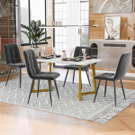 Ctastay s&ouml;&ouml;gilauakomplekt 4 tooliga 117 x 68 x 75 cm, s&ouml;&ouml;gilauakomplekt toolidega, s&ouml;&ouml;gitoolid, k&ouml;&ouml;gi s&ouml;&ouml;gilaud koju ja perele, kuldsed metallist lauajalad + 4 tumehalli tooli