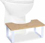 Relaxdays tualett-tool, tooli toalett-tool t&auml;iskasvanud bambusest, K x S x S: 18 x 44,5 x 23 cm, naturaalne/valge