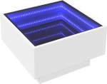 vidaXL LED kohvilaud, k&uuml;ljelaud LED Infinity peegliga, kohvilaud, diivanilaud elutuppa, elutoa laud, valge puitmaterjaliga
