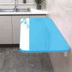 Wandmontierter Klapptisch f&uuml;r Waschk&uuml;che oder K&uuml;che, zusammenklappbarer Wandschreibtisch, Werkbank f&uuml;r kleine R&auml;ume, schwebender Wandschreibtisch mit blauem Finish, platzsparendes Klappdesign