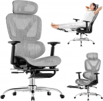 Ergonoomiline kontoritool, lauatool koos jalatoega, 90-120&deg; reguleeritav seljatugi, kontoritooli nimmetugi, 4D PU k&auml;etoed, tugevad metallist jalad, eriti laiad padjad, kontor, m&auml;ngutool