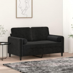 3200876 2-kohaline diivan koos dekoratiivpadjaga, must, 120 cm, Samet, Lounge diivan, Diivanid ja diivanid, Relax diivan, Diivan elutuppa, diivan koos