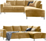 MIUFORM Lofty Lilly voodifunktsiooniga, 6-kohaline nurgadiivan, L-kujuline, paremal, 237 x 197 x 84 cm, kokkupandav diivanvoodi magamisfunktsiooniga, kokkupandav diivanvoodi (Veluursinepikollane)