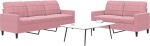 2-TLG. Sofagarnitur Rosa Samt Diivan Set 2-Sitzer und 3-Sitzer modernes Wohnzimmer Set mit Kissen bequem weich f&uuml;r Wohnung Haus
