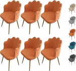 Petal Shape Stuhlhusse Stretch Stuhlbezug 1/2/4/6Er Set Moderne Elegante Stuhlbezug F&uuml;r Frisiertisch Abnehmbare Waschbar Schonbezug F&uuml;r Esszimmer Wohnzimmer Hochzeit Deko,C 6pcs