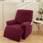 OKYUK teki tooli katted - Stretch Jacquard kate teki toolile, m&ouml;&ouml;bli kaitsja lastele ja lemmikloomadele, libisemisvastased teki tooli katted koos k&uuml;ljetaskutega hoiustamiseks, veinipunane ruuduline, 1 istekoht