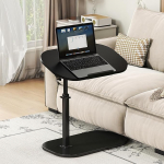 kiss me C-Shaped Side Table, 360&deg; Rotation, C Shaped Side Table, TV Tray, Narrow Side Table, Laptop Desk for Living Room, Bedroom, Balcony, Patio (Black Frame)