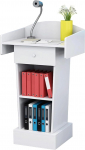 Simple Lecterns s&uuml;learvuti statiiv avatud hoiupoodiumiga ruumiline sahtliga kaasaskantav seisev laud, valge, 45 x 40 x 110 cm