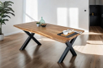 SAM Tomaso S&ouml;&ouml;gilaud 200 x 100 cm Wane Table Looduslik akaatsiapuu X-raamiga metallist must ehtne Wane serva