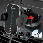 15 W auto mobiiltelefoni hoidja koos laadimisfunktsiooniga Automaatne klammerdamine ja m&auml;hise joondamine auto mobiiltelefoni hoidja Induktiivne laadimine traadita laadija auto iPhone Samsungile