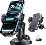 2026 Exclusive Wackelfrei Handyhalterung Auto YRU【Upgrade Bombenfest Saugnapf & Clip】Handy Halterung Auto Kein R&uuml;ckstand 360&deg; Drehbar Handyhalter Armaturenbrett Scheibe f&uuml;r iPhone Samsung, Mattschwarz