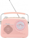 Kaasaskantav AM FM SW Full Band Radio, laetav traadita Bluetooth 5.0 k&otilde;lar pika teleskoopantenniga, h&auml;&auml;lestusnupuga, koju, kontorisse, v&auml;ljas reisimiseks (roosa)