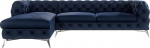 S-Style M&ouml;bel Maria Corner Sofa, 5-Seater Chesterfield Corner Sofa, for Living Room, Lounge, Couch with Chrome-Plated Feet, Furniture, Freestanding Upholstery, Sofas, Couches, Left, Dark Blue, 305 x