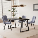 5-osaline s&ouml;&ouml;gitoa komplekt - kaasaegne s&ouml;&ouml;gilaud (140 x 80 cm) koos 4 polsterdatud tooliga, metall ja MDF, elegantne samet- v&otilde;i kunstnahast kate, stiilne ja vastupidav.