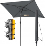 4smile Sonnenschirm Balkon SunnyShade, Sonnnenschutz Balkon SET 4-in-1, UV50+ SunnyEasy Sonnenschirm rechteckig 200 x 125 cm + 2 x Sonnenschirmhalter Balkongel&auml;nder + Sonnenschirmh&uuml;lle