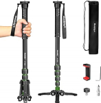 Manbily Extendable Aluminum Camera Monopod with Feet, Portable Travel and Detachable Tripod Base for DSLR Canon/Sony/Mobile Phone, 5 Sections Up to 170 cm, Maximum Load 15.5 lbs (A-222)