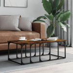 Kohvilaud elutuppa Tamme suitsu 100 x 50 x 35,5 cm Mitmekihiline puidust kohvilaud Kohvilaud elutuppa industriaalstiilis