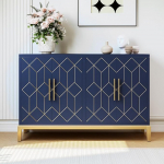HOLTICO Sideboard elutuppa, 4 uksega kapp, buffetkapp, hoiukapp elutuppa, k&ouml;&ouml;ki, s&ouml;&ouml;gituppa (neljaukseline sinine)