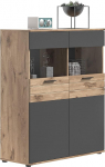 Newroom Stanley.Seven Tamme Basalt Hall Vitriinkapp Industrial Modern - 110 x 122 x 37 cm (B x K x S) - Klaasist vitriinkapp Seisev vitriinkapp Klaaskapp - [Stanley.Seven] Elutuba