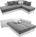 Spring Core nurgadiivan B306/T223/H95 cm p&uuml;siv magamisalus, kaheinimesevoodi magamisfunktsioon, k&uuml;lma vahtpolster, voodikast, riiul, p&ouml;&ouml;rlev osa vasakule, mikrokiudkate helehall, korpus kunstnahast valge / 15103