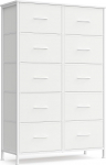 SONGMICS BELLAH Kollektion - Kommode, Schrank, Aufbewahrungsschrank, f&uuml;r Schlafzimmer, Flur, Wohnzimmer, Stahl, 10 Schubladen, modern, wolkenwei&szlig;-schneewei&szlig; LGS125WH01