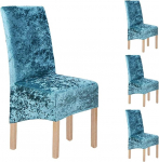 LINGKY Velvet Stretch Dining Chair Slipcovers - Spandex Plush Short Chair Covers, pestav eemaldatav eemaldatav tool Slipcover s&ouml;&ouml;gitool kaitsev kate k&ouml;&ouml;k, s&ouml;&ouml;gituba (Peacock Green, komplekt 4)